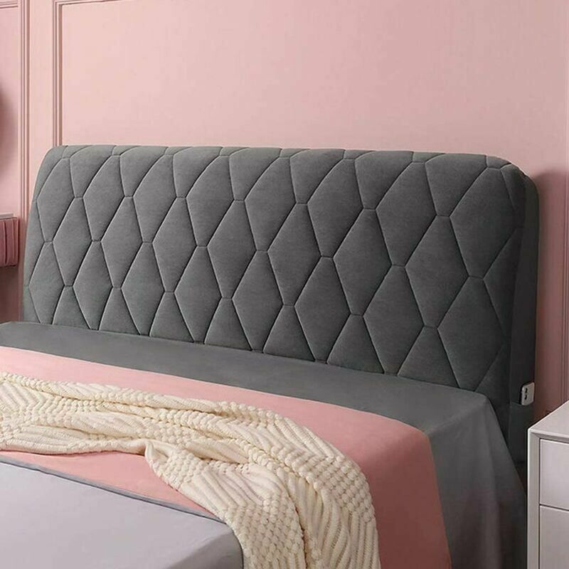 Headboard Cover 160cm Stretchable Headboard Cover Dustproof Protector For All-inclusive Fabric Upholstered Headboard (Color : Grey, Size : 160cm(63))