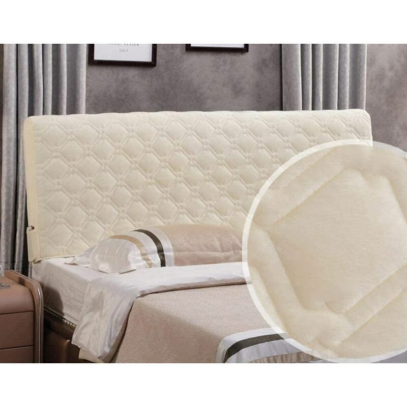 Headboard Cover Elastic Bedspread 180cm Headboard Cover, Solid Color Cotton Quilted Headboard Cover,Beige-180x80cm��Superma