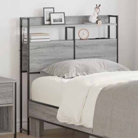 Headboard with Shelf Grey sonoma 80 cm Engineered wood vidaXL