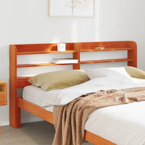 Headboard with Shelves Wax Brown 150 cm Solid Wood Pine vidaXL