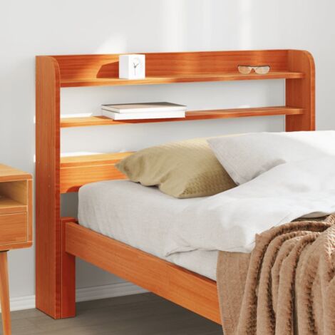 Headboard with Shelves Wax Brown 75 cm Solid Wood Pine vidaXL