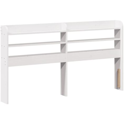 Headboard with Shelves White 120 cm Solid Wood Pine vidaXL