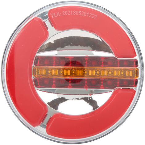 Headerbs Voyant de Remorque LED 12-24V LED Feu Arrière de Remorque Chrome Rond IP67 Étanche 3000K Boîtier Rouge Transparent pour Camion Bateau Yacht.