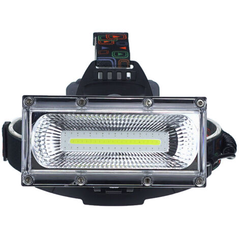 Headlamp, LED COB Rechargeable Headlamp with High Brightness, Waterproof Work Light for Camping, Fishing, Hiking, Large Battery Container [Energy Class A+++]