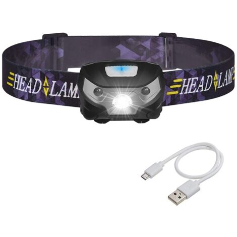 Headlamp, USB, black