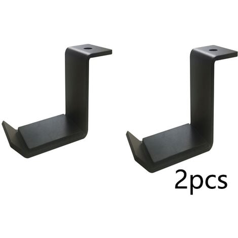 SWEEVT Headphone Wall Mount Aluminum Headset Holder, Gaming Headset Headphone Hook Holder, Headphone Stand Hanger Wall Mount Under Desk for All Headphones Size (2pcs Black)