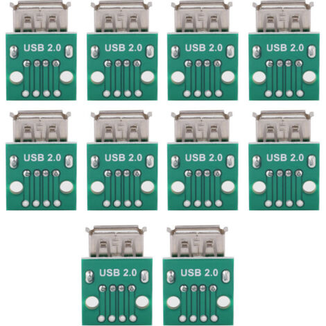 Health Gear Female USB Breakout Board, 10 Pieces USB to 4-Pin DIP Adapter Type A USB Breakout Board for DIY USB Power Supply and Breadboard Design