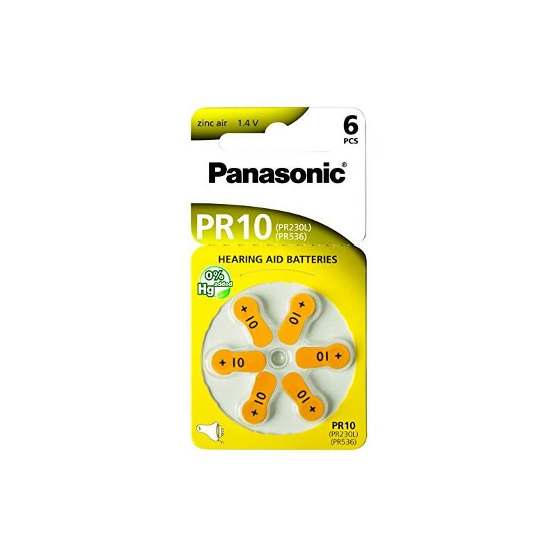 

Panasonic - 'Hearing Aid' Baterías PR10 Zinc Aire x 6