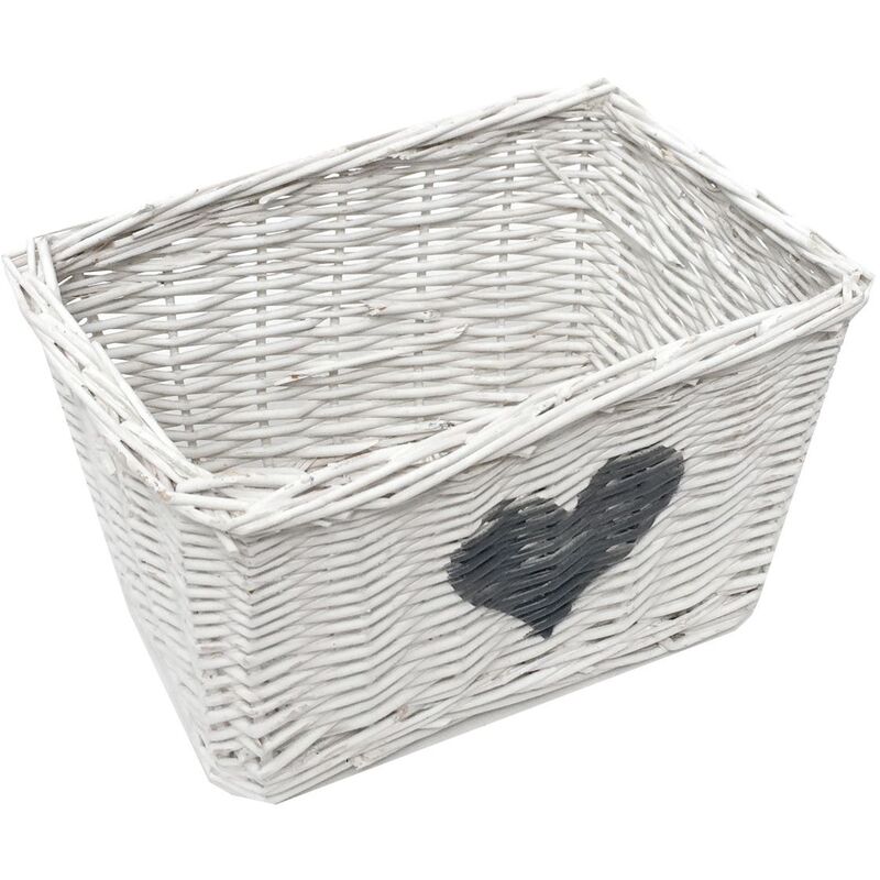 Heart Full Wicker Wiilow Wedding Xmas Hamper Storage Basket[White,Set (S+M+L)]