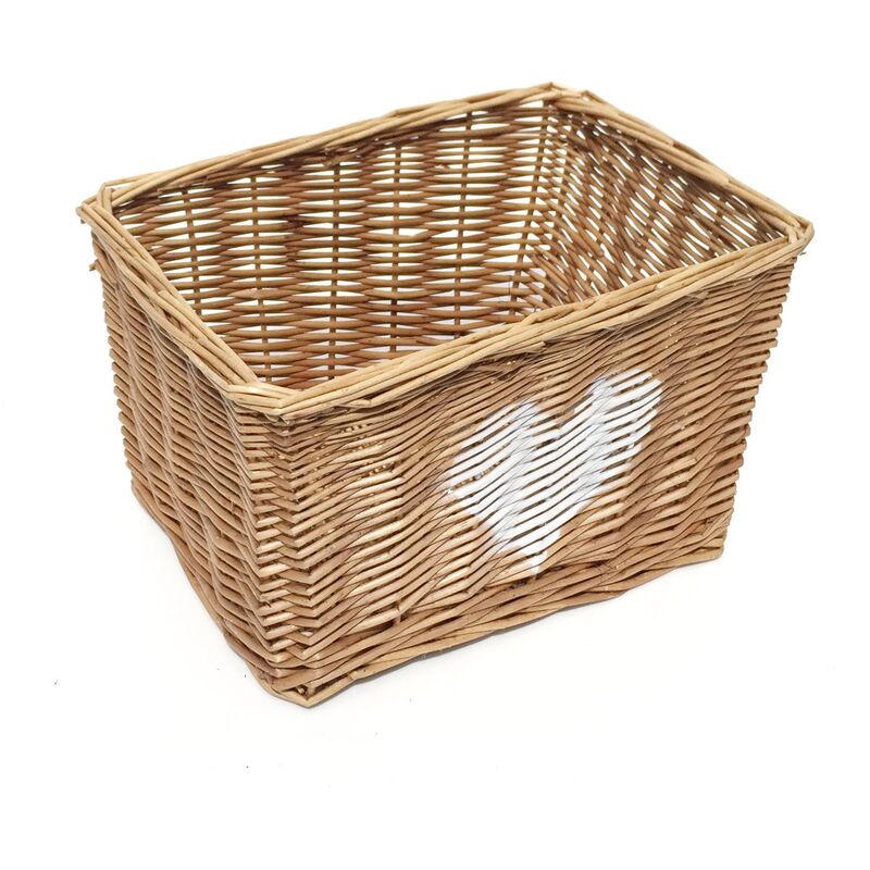 Heart Full Wicker Wiilow Wedding Xmas Hamper Storage Basket[Oak,Set of 2 Medium]