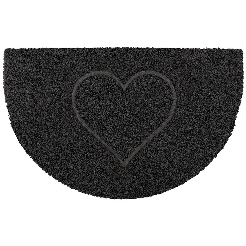 Heart Half Moon Doormat in Black