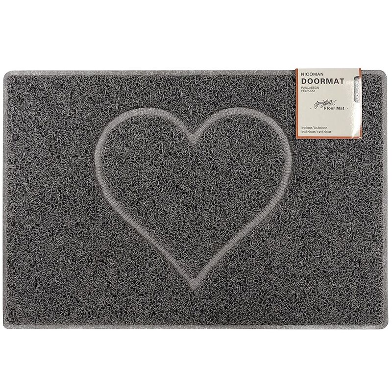 Heart Small Embossed Doormat in Grey - size Small (60*40cm) - color Grey - Grey