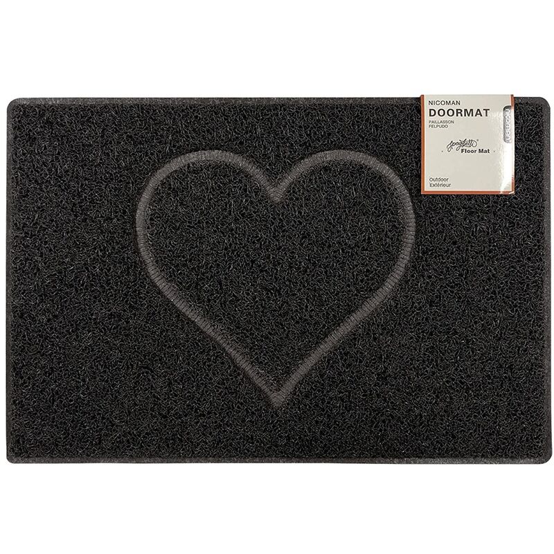 Heart Medium Embossed Doormat in Black with Open Back - size Medium (75*44cm) - color Black - Black