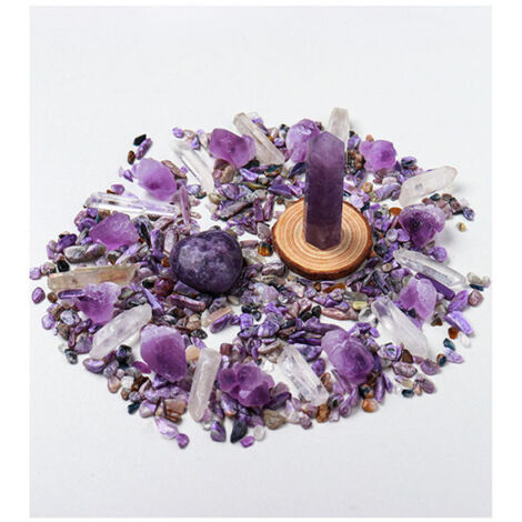 Heart-shaped natural crystal stone column purple