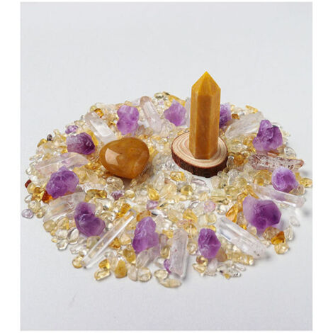 Heart-shaped natural crystal stone column yellow