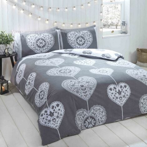 4-Piece Bed Set Duvet Cover 220x240 + Fitted Sheet 180x200cmx30cm with 2  Pillowcases 48x74cm Gray for 2 Persons Microfiber Bed Set