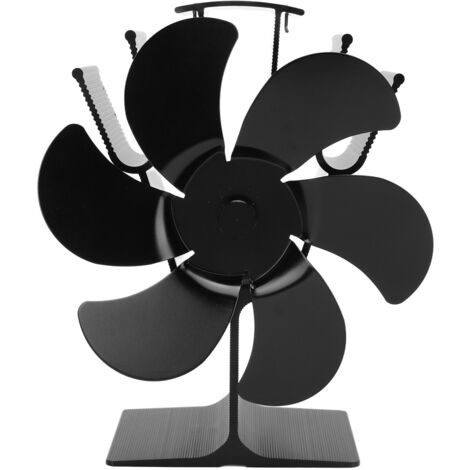 Heat Powered Fireplace Fan Non Electric Self Starting Stove Fan High Temperature Resistant Energy Saving Fan 6 Blades Black