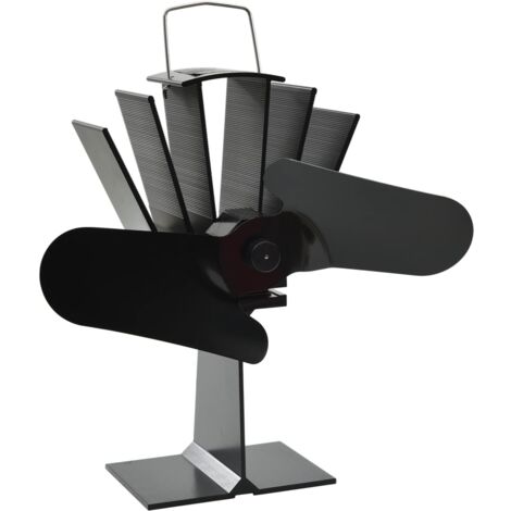 Heat Powered Stove Fan 2 Blades Black vidaXL