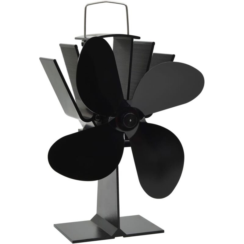 Heat Powered Stove Fan 4 Blades Black Vidaxl