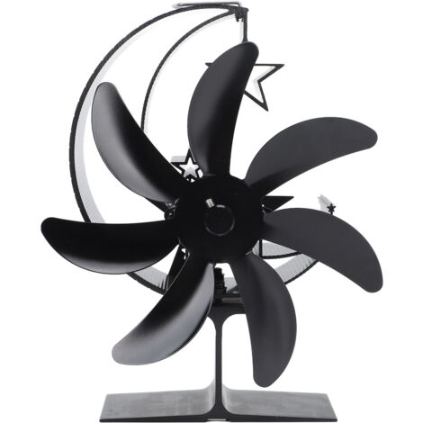 Heat Powered Stove Fan 7 Blade Moon Model Silent Operation Circulating Warm Air Highly Efficient Log Burner Fan For Wood Stove Accessories Black