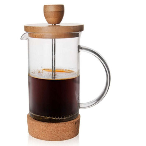Heat resistant glass tea maker with steel piston