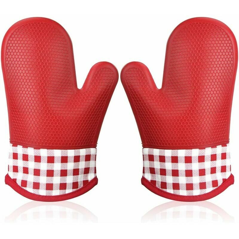 Hoopzi - Heat Resistant Silicone Oven Glove, Oven Glove Oven Oven Mitts Oven Gloves Oven Glove Insulating Gloves Thick Kitchen Mitt Oven for Barbecue