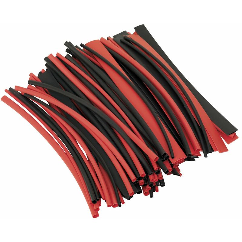 Heat Shrink Tubing Black & Red 200mm 100pc HST200BR - Sealey