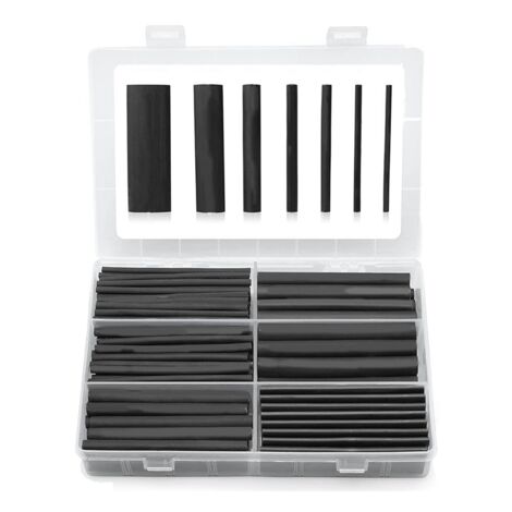 Heat Shrink Tubing Kit 3:1 Ratio Adhesive Lined, Marine Grade Wrap Industrial Heat-Shrink - Black 180 PCS