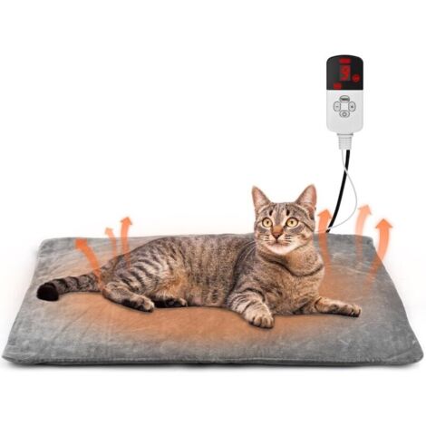 Heated Mat for Cats and Dogs 45×45cm, 9 Temperature Settings & 12H Timer, Electric Heating Pad for Cats, Safe and Washable Pet Heating Blanket