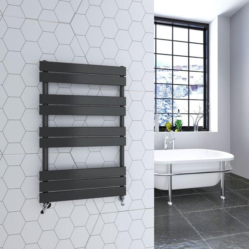 Bathroom 1600 X 600Mm Manual Heated Towel Rail Radiator Anthracite Flat Panel Grey DURATHERM