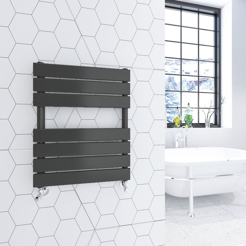 Bathroom 1600 X 600Mm Manual Heated Towel Rail Radiator Anthracite Flat Panel Grey DURATHERM