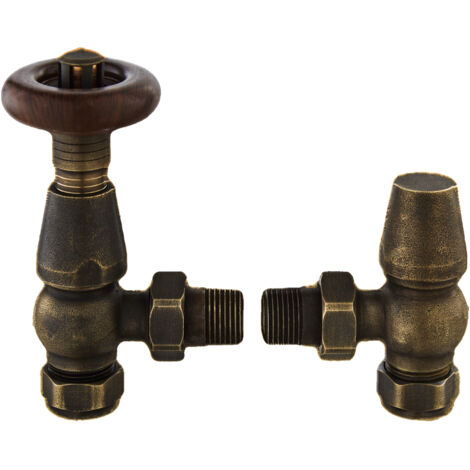 Heating Accessories Camden Angled Thermostatic Valve, Antique Brass