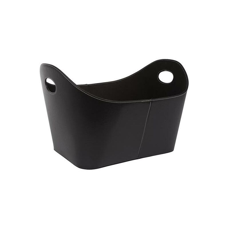 Image of Perel - log basket - black leather look - 56 x 43 x 35 cm