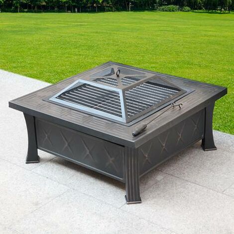 Brazier Heater Bbq Firepit Table, Stone Square Fire Pit 81 2 Cm