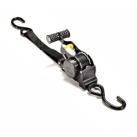 Heavy-duty 10' 1" self-retracting ratchet strap with S-hook