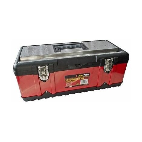 AM-TECH HEAVY DUTY 23" STAINLESS STEEL TOOL BOX CHEST BAG STORAGE & REMOVABLE TRAY N0150