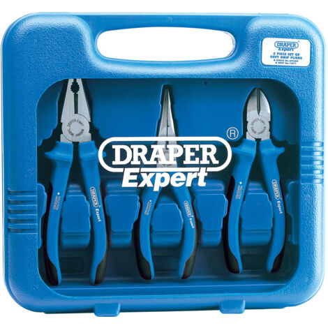 Heavy Duty 3-Piece Pliers Set with Two-Tone Soft Grip Handles by Draper – Model 69289