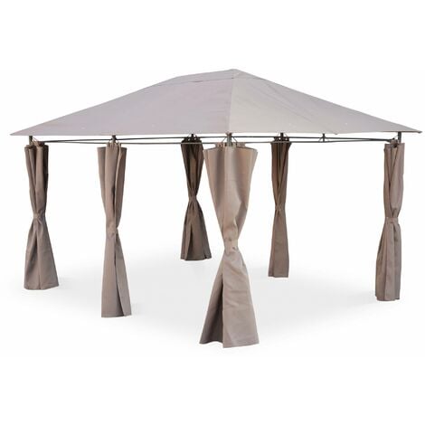 Heavy duty 3x4m gazebo with curtains, Divio, Taupe, 367x267x262 cm