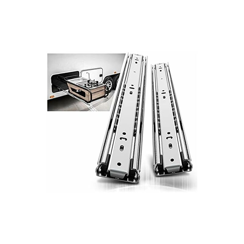 Héloise - Heavy Duty 400mm Full Extension Ball Bearing Drawer Slides High Load Capacity 68kg Motorhome Rails Side Mount 1 Pair (Without Lock, 16inch