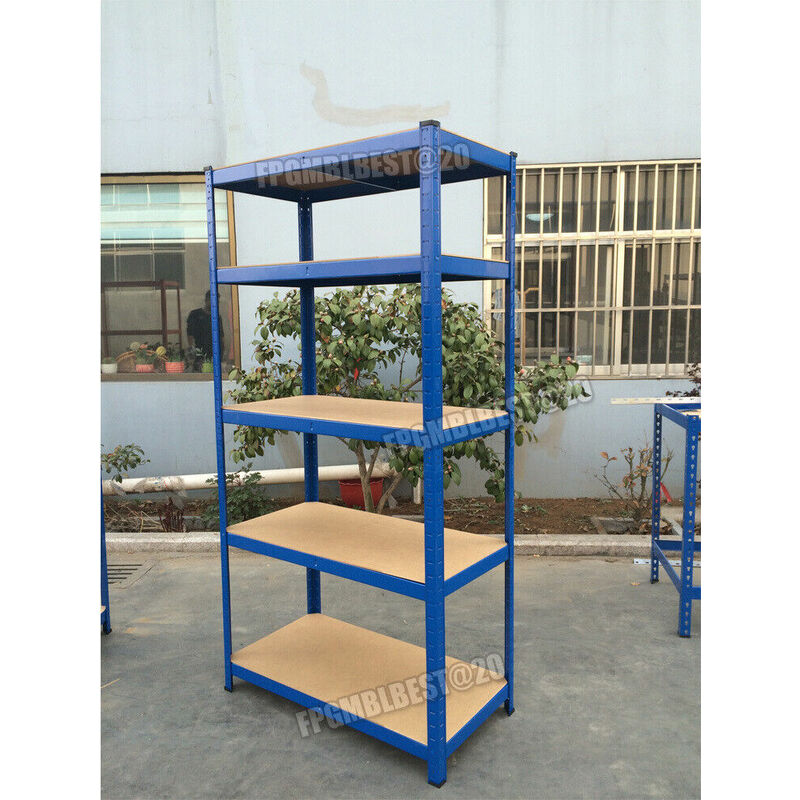 Dayplus - Heavy Duty 5 Tier Blue Garage Shelving Units - 150cm x 70cm x 30cm Racking Boltless Metal Storage Shelves, 875KG Capacity (175kg Per