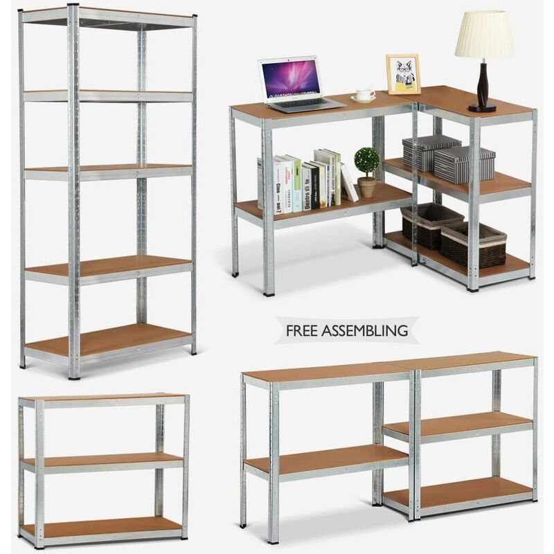 Heavy Duty 5 Tier Boltless Shelving Unit Warehouse Garage Utility Home Storage Rack, Adjustable - Can be split to create 2 seperate Shelf Units
