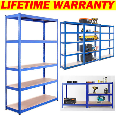 Heavy Duty 5 Tier Garage Shelving Units Metal Storage Shelves Shed Utility Rack Greenhouse Shelving,180cm x 90cm x 40cm,175KG Per Shelf, Black"