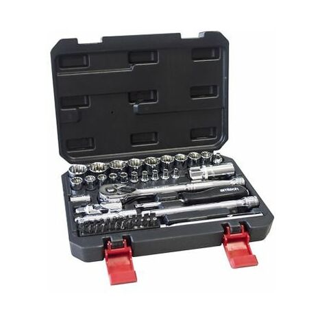 HEAVY DUTY 52PC 1/4 & 3/8 12 POINT SOCKET RATCHET EXTENSION BAR BIT SET I0635