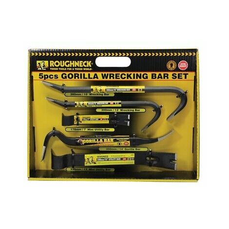 Heavy Duty 5pc Roughneck Gorilla Wrecking Bar Pry Bar Crowbar Set Kit ROU64961DB