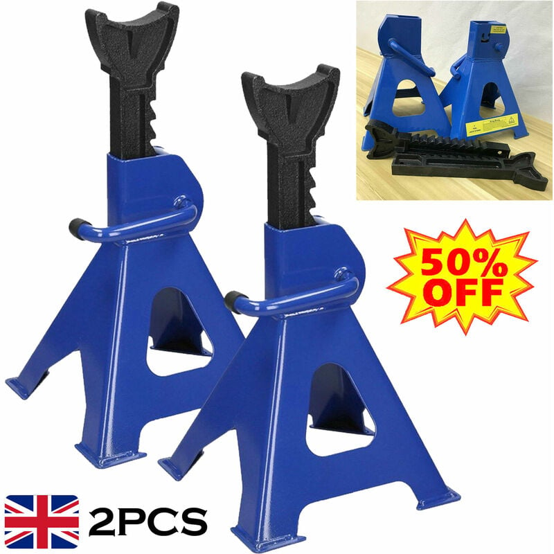 Briefness - Pair of 3 Ton Car Van Vehicle Ratchet Trolley Floor Jack Axel Stand Heavy Duty