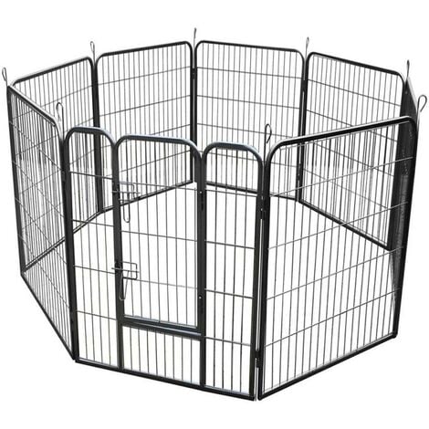 Heavy Duty 8 Panel Pet Dog Play Pen Run Enclosure - Medium 80x80cm