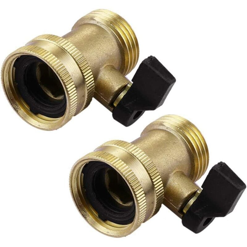 Heavy Duty Brass Garden Hose Connector with Shut Off Valve Brass Water Hose Parts Inlet and Outlet Thread with Comfort Grip to Control Water