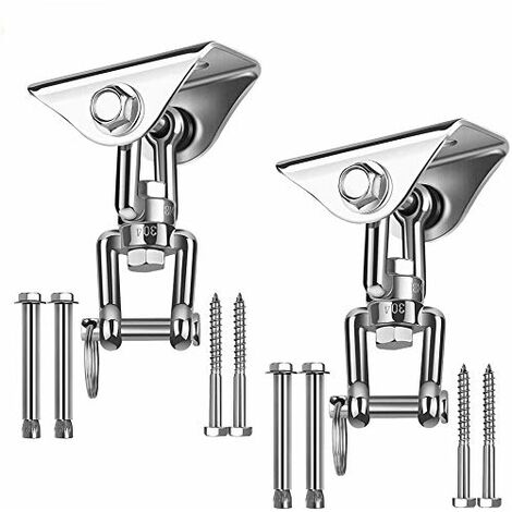 2 Pieces Screw Hook, Heavy Duty 304 Stainless Steel 180° Ceiling Hook for  Indoor Outdoor Playground Yoga, Hammock, Rope, Swing, Hanging Chair,  Punching Bag, Max 450kg