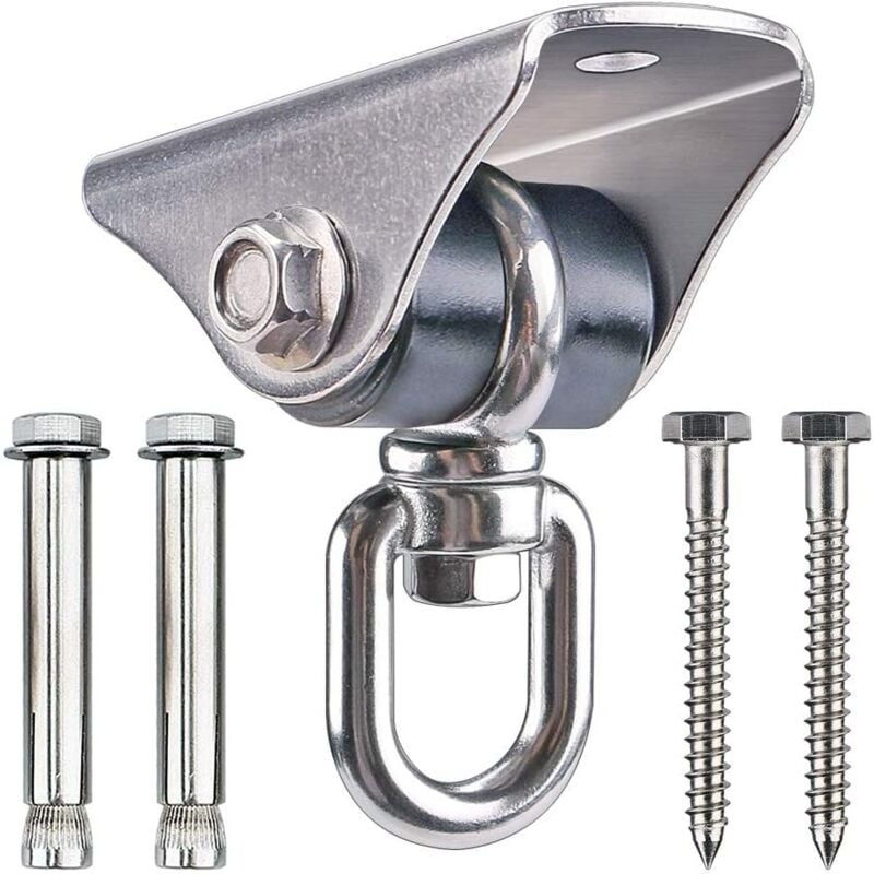 Longziming - Heavy Duty Ceiling Hook With, SUS304 Stainless Steel, Mute, 360° Rotation, 4 Fixing Screws For Concrete Wood Sets, Yoga, Hammock,