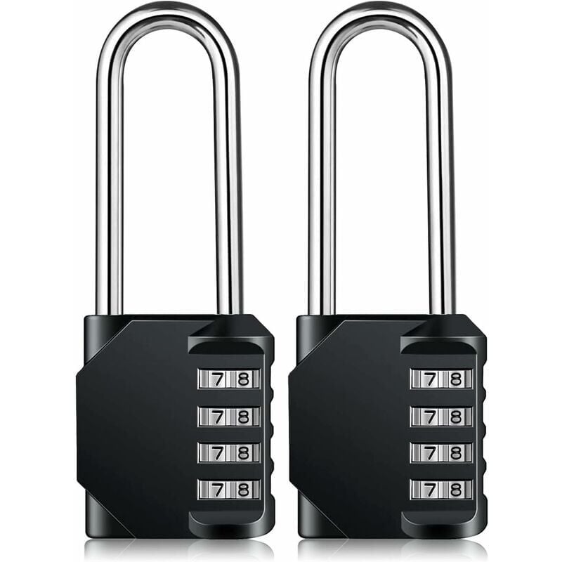 Heavy Duty Combination Padlock - Weatherproof Padlock, Resettable Lock, 2.5' Long 4 Digit Zinc Alloy Shackle, 2Pcs